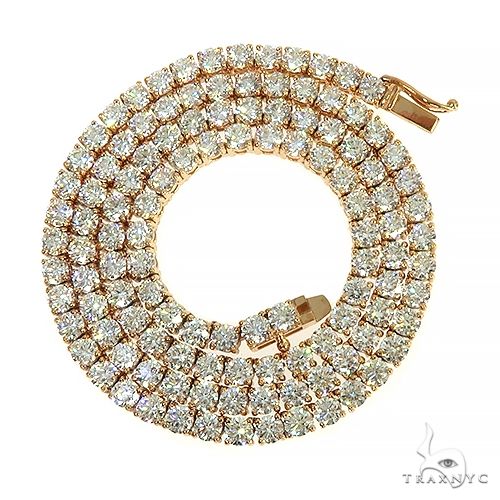 14K Yellow Gold Diamond Tennis Chain 16' 3.5mm 66636 - Image 3