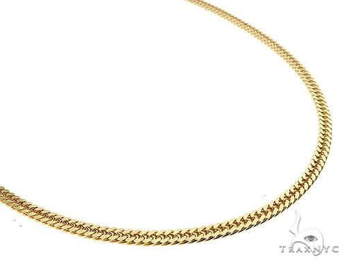 14k yellow gold double curb link chain, 22 inches, 3.45mm, men's Miami Cuban style