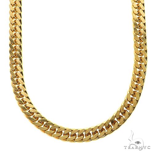 14K yellow gold double curb link chain, 22 inches long, 5.4mm wide men's necklace
