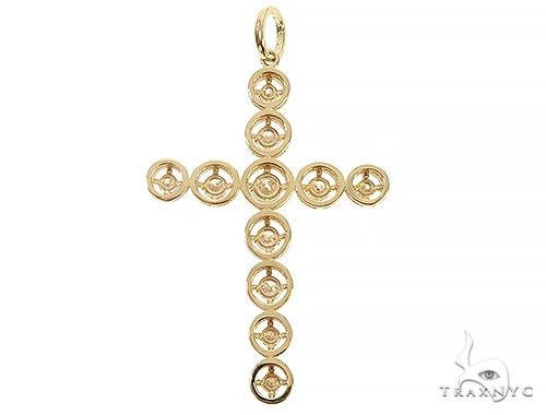 14K Yellow Gold Four Prong Diamond Cross, photo 3 of 7