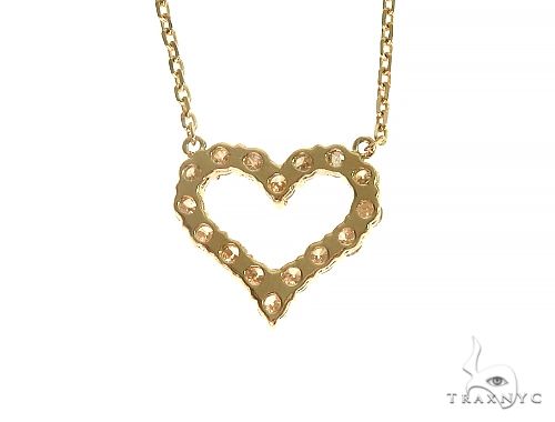 14K Yellow Gold Heart Diamond Necklace 66212 - Image 3