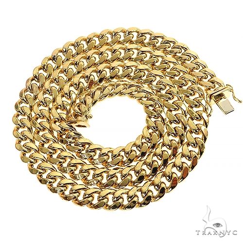 14k yellow gold hollow Miami Cuban link chain 26 inches, 9mm wide, polished finish, photo 4 of 6