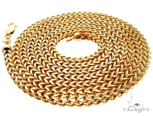 14K Yellow Gold Hollow Franco Chain 2.5mm, view 4