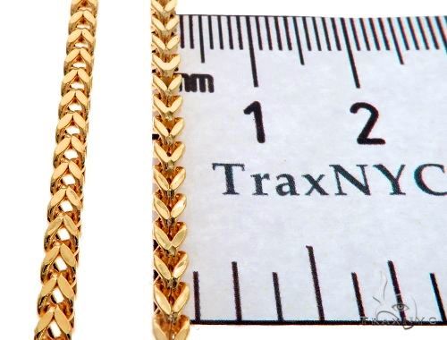 14K Yellow Gold Hollow Franco Chain 2.5mm, view 5