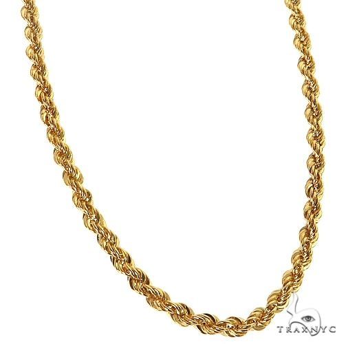 14K Yellow Gold Hollow Rope Chain 3mm 66291, photo 2 of 4