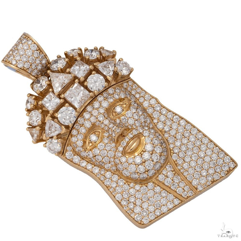 14K Yellow Gold Jesus Diamond Pendant 7.74 CT 69754 - Image 2
