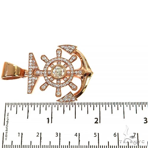 14K Yellow Gold Pave Bezel Diamond Anchor Charm Pendant, photo 6 of 6