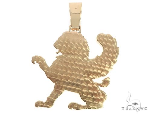 14K Yellow Gold Diamond Large Custom Royal Lion Pendant, photo 3 of 8