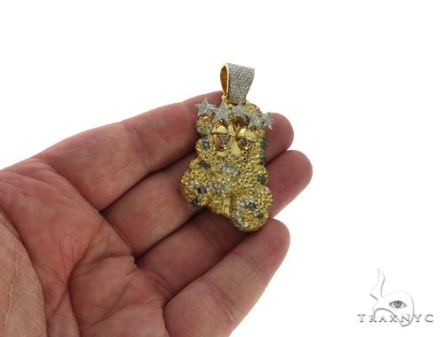 14K Yellow Gold Prong Bezel Diamond Custom Made Hip Hop Piece, photo 8 of 10