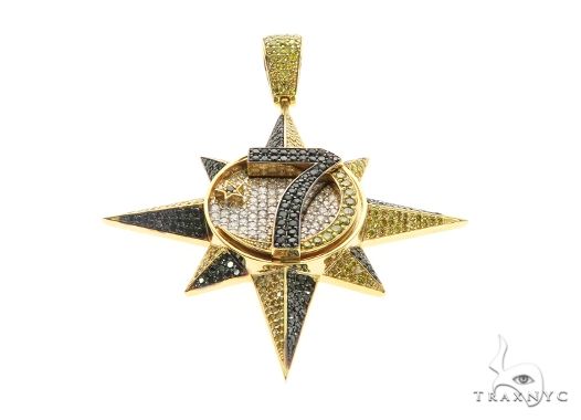 14K Gold Custom Universal Flag Diamond Star Pendant, photo 2 of 9