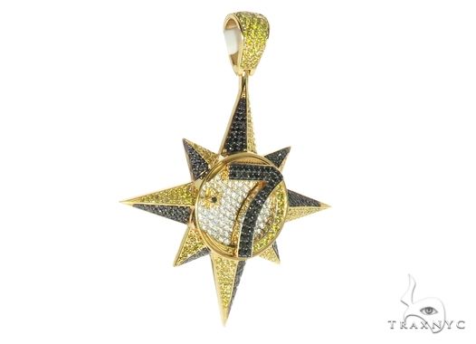 14K Gold Custom Universal Flag Diamond Star Pendant, photo 6 of 9