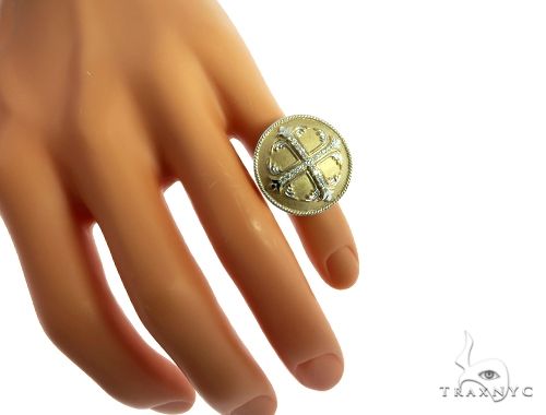 14K Gold Diamond Templar Knights Crusader Masonic Ring, photo 8 of 10