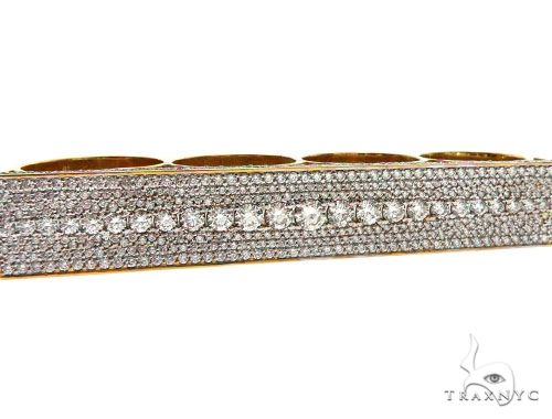 14K Yellow Gold Prong Diamond Four Finger Ring Hip Hop Style, photo 7 of 13