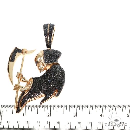 14K Yellow Gold Prong Diamond Grim Reaper Pendant 63239 - Image 5