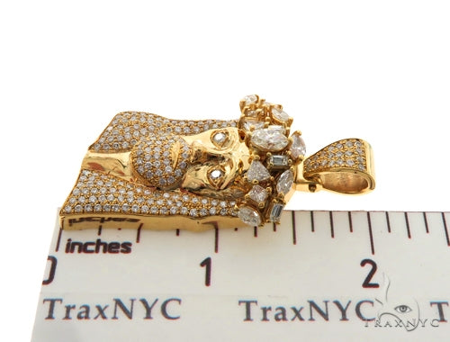 14K Yellow Gold Prong Diamond Jesus Pendant, photo 9 of 9