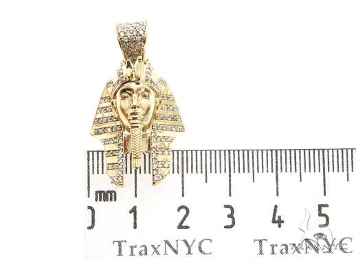 14K Gold Prong Diamond Small Pharaoh King Tut Charm Pendant 63729 - Image 8