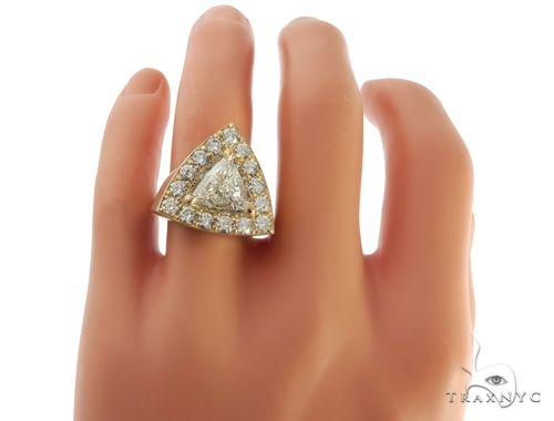 14K Yellow Gold Prong Diamond Trillion Cut Ring, photo 7 of 9