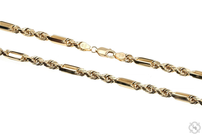 14K Yellow Gold Solid Figarope Link Chain 24 Inches 5.5mm 70586 - Image 2