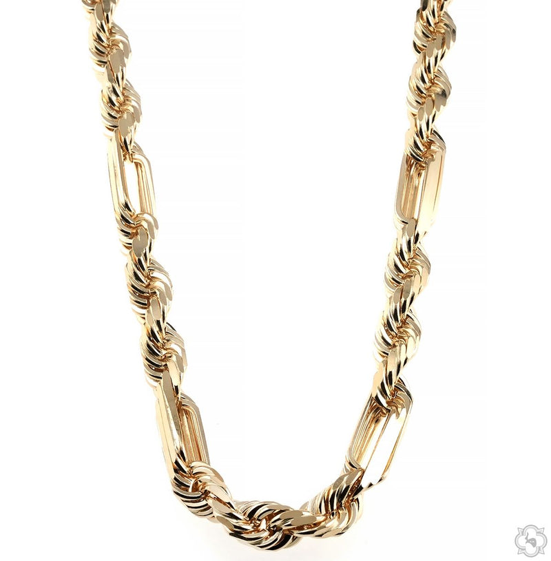14K Yellow Gold Solid Figarope Link Chain 24 Inches 8mm 70587 - Image 1