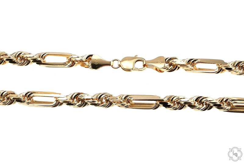 14K Yellow Gold Solid Figarope Link Chain 24 Inches 8mm 70587 - Image 2
