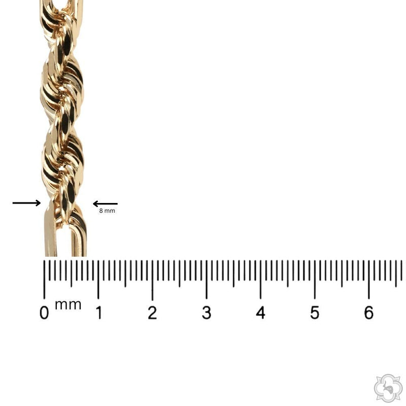 14K Yellow Gold Solid Figarope Link Chain 24 Inches 8mm 70587 - Image 5
