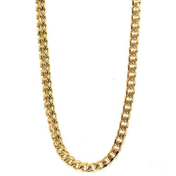 14k yellow gold solid franco chain 2mm – flat interlocking links, close-up detail view