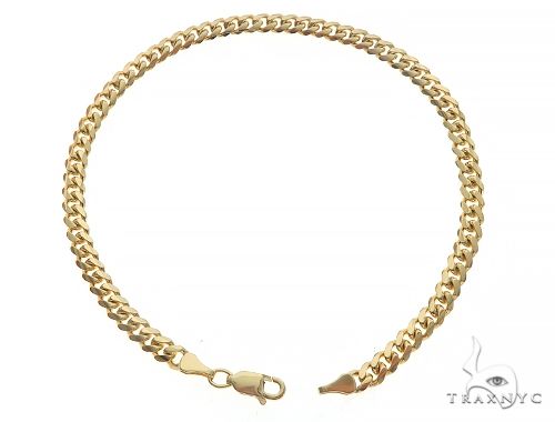 14K yellow gold solid Miami Cuban link bracelet, 8-inch length, 3.5mm width, polished finish
