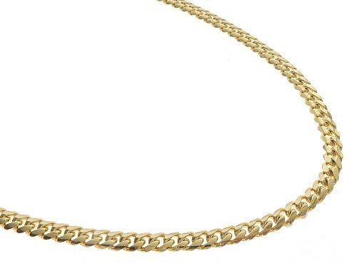 14K yellow gold solid Miami Cuban link chain, 5mm width, 22 inches, flat interlocking links
