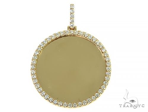 14K yellow gold round pendant with diamond halo and diamond-encrusted bail for custom photo