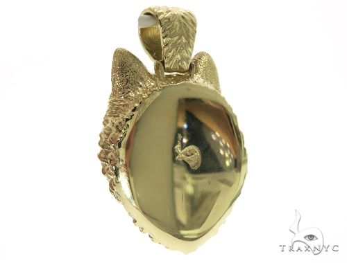 14K Yellow Gold Wolf Head Charm Pendant 62497 - Image 8
