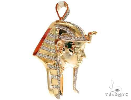 14K Gold Pharaoh King Tut Diamond Pendant, photo 4 of 10