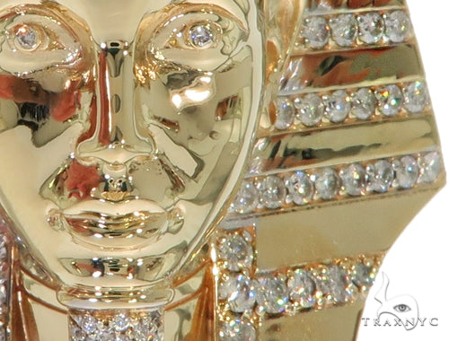 14K Gold Pharaoh King Tut Diamond Pendant, photo 7 of 10