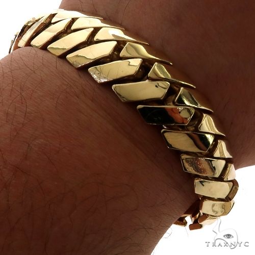 14KY Gold Semi Solid Sharp Edge Miami Cuban Bracelet 8 Inches 18mm, photo 4 of 5
