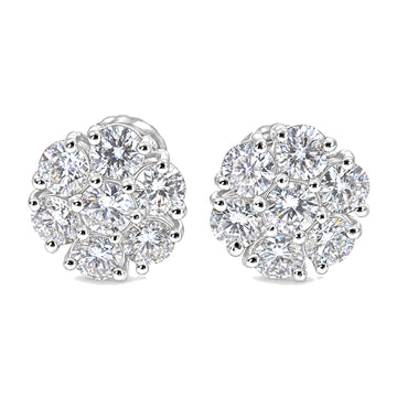 14K Gold 10 PT Diamond Flower Earrings (Lab) 68236 - TRAX2