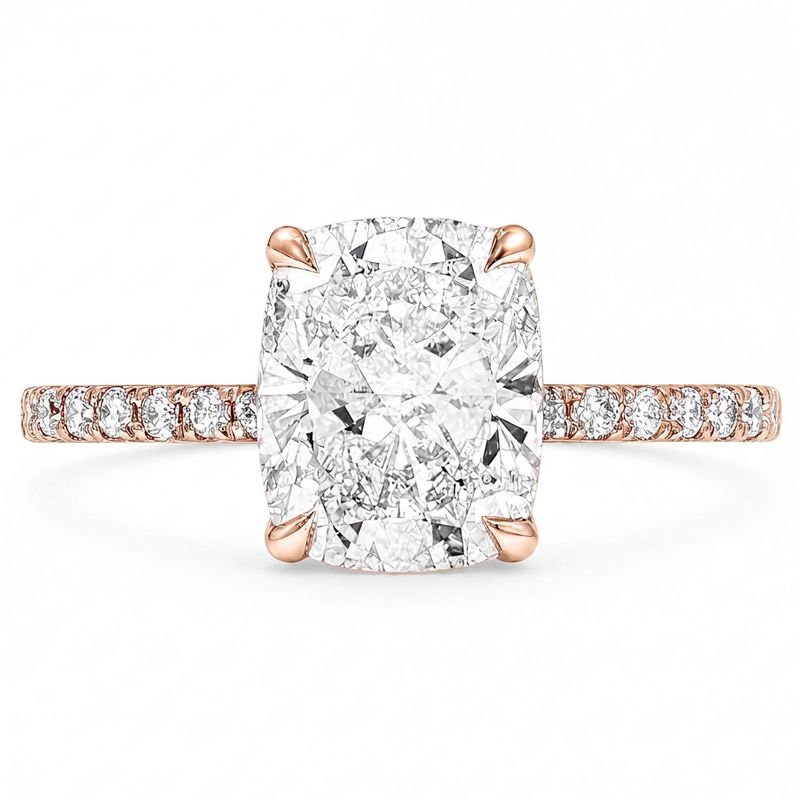 14K Gold Astral 3 Carat Cushion Cut Lab-Grown Diamond Engagement Ring, view 3