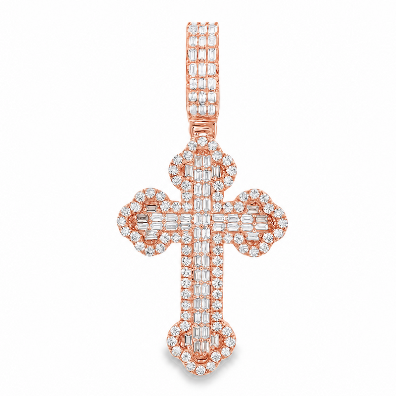 14K Gold Baguette Diamond Cross, view 3