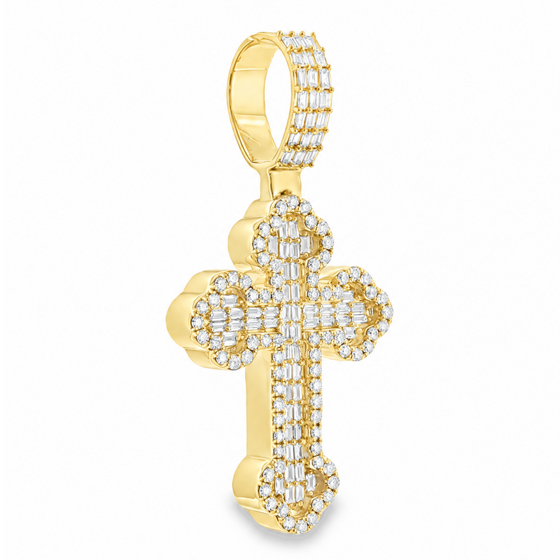 14K Gold Baguette Diamond Cross, view 5