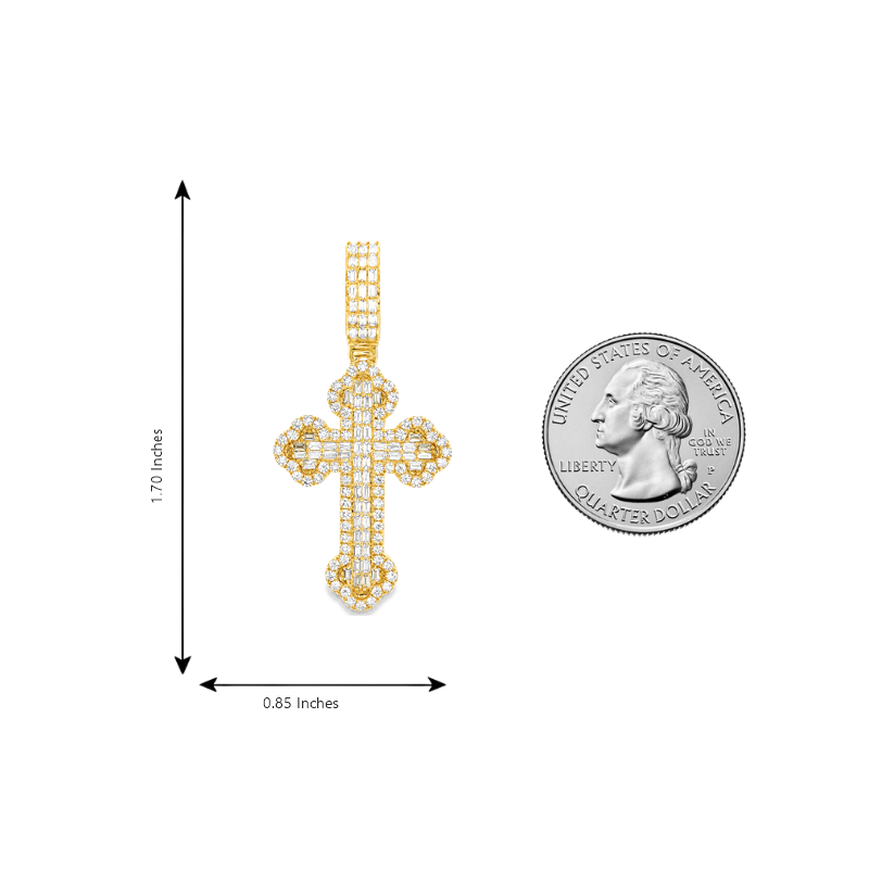 14K Gold Baguette Diamond Cross, view 7