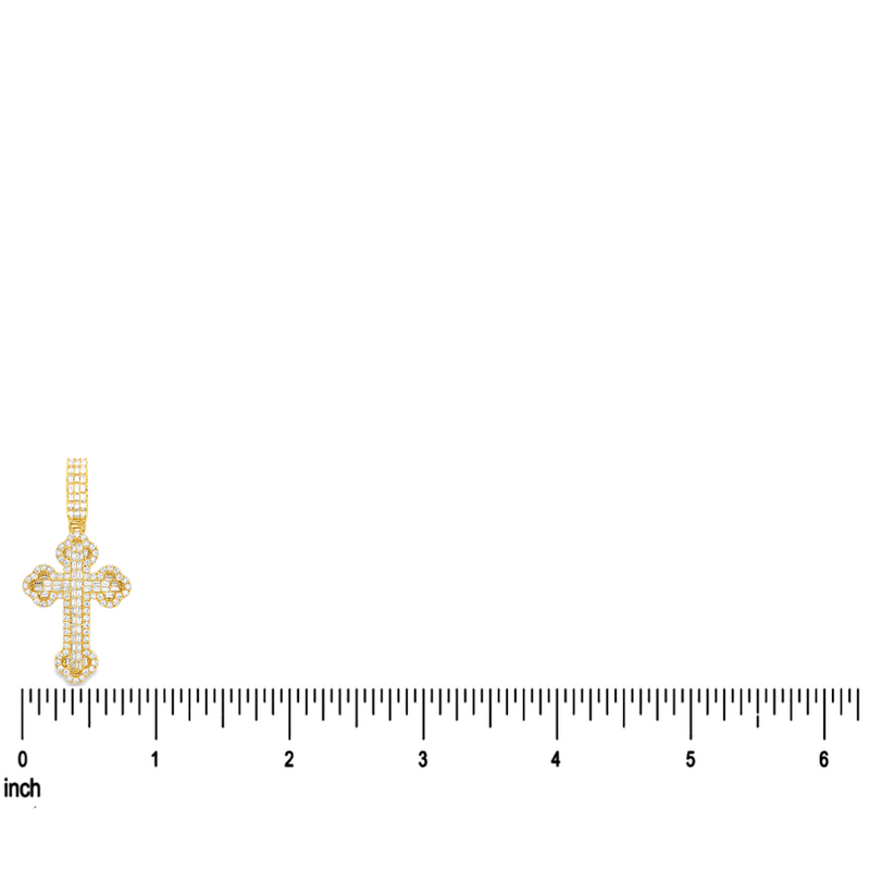 14K Gold Baguette Diamond Cross, view 8