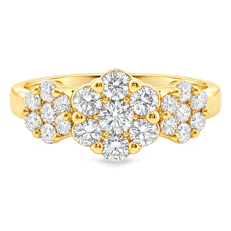 14K Gold Flower Diamond Ring