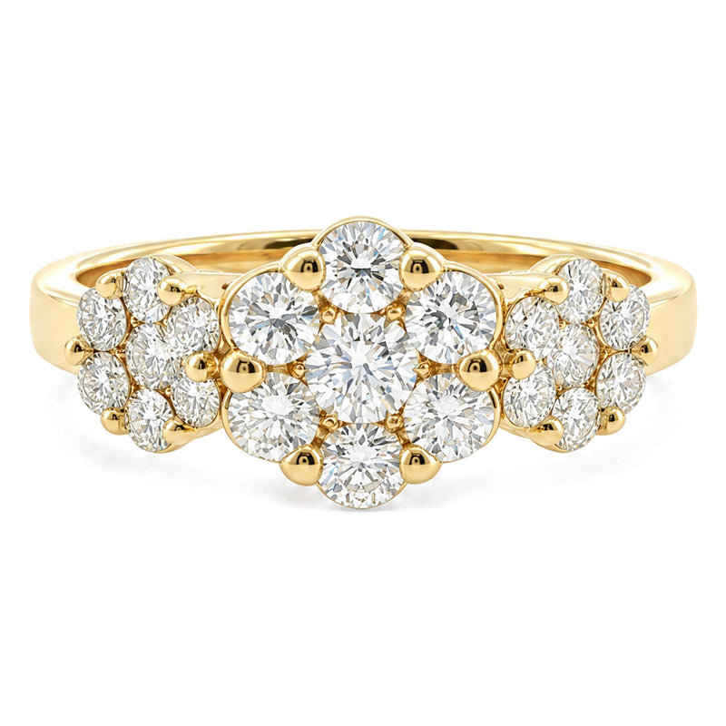 14K Gold Flower Diamond Ring, view 2