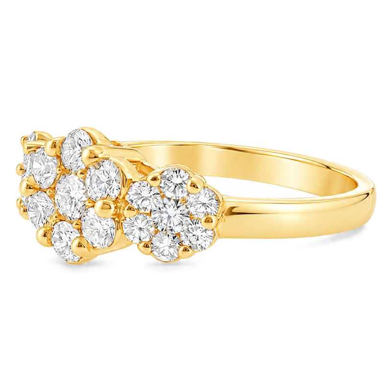 14K Gold Flower Diamond Ring, view 3