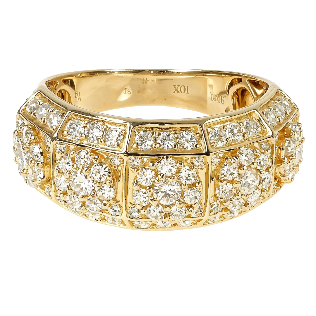 14K Gold Flower Diamond Ring 66171 | TraxNYC