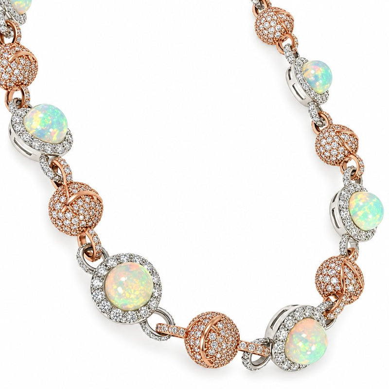 14K Gold Galaxy Opal Diamond Chain, view 2
