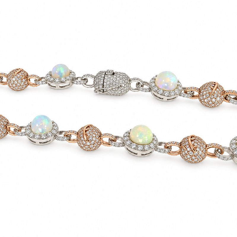 14K Gold Galaxy Opal Diamond Chain, view 3