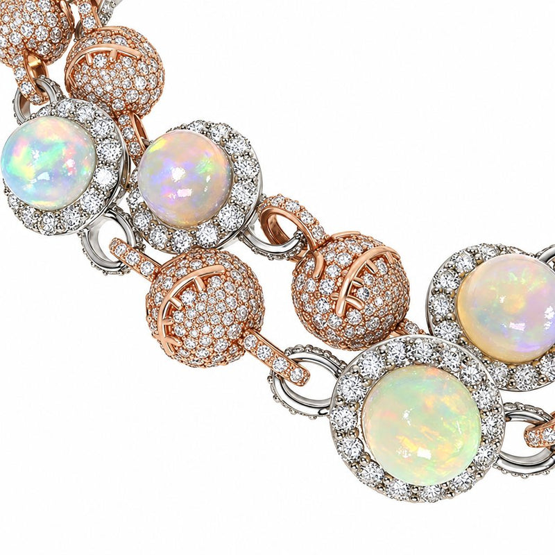 14K Gold Galaxy Opal Diamond Chain, view 4