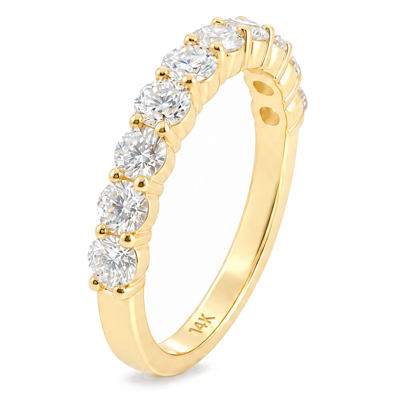 14K Gold Half Iced Wedding Band, view 8