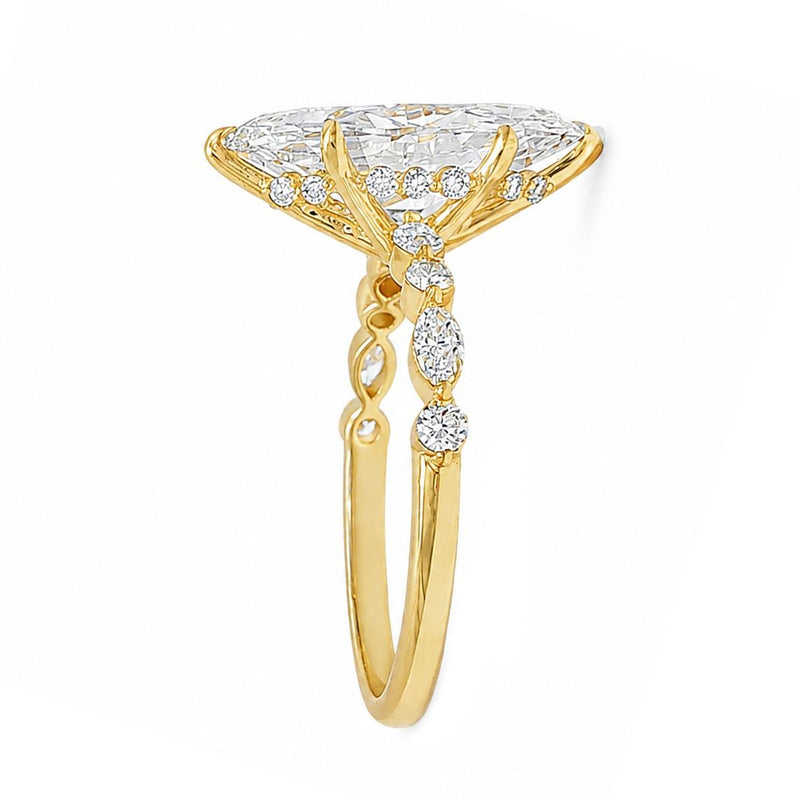 14K Gold Marquise Lab-Grown Diamond Engagement Ring 3 CT, view 4