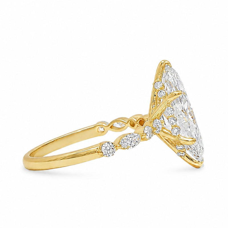 14K Gold Marquise Lab-Grown Diamond Engagement Ring 3 CT, view 5