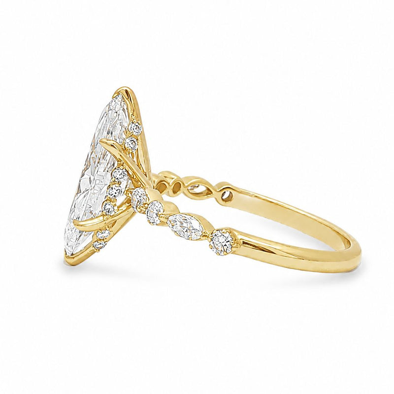 14K Gold Marquise Lab-Grown Diamond Engagement Ring 3 CT, view 6
